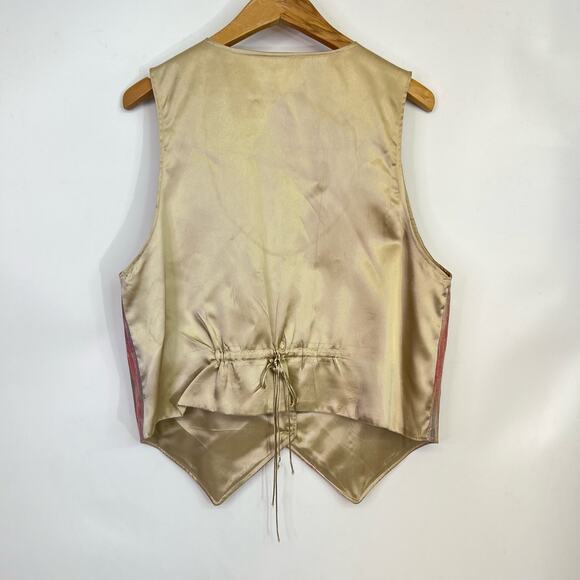 Vintage Linen Vest Pastel Aztec Small Western Button Up 90s Pink Retro - Picture 4 of 7